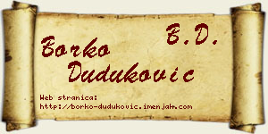 Borko Duduković vizit kartica